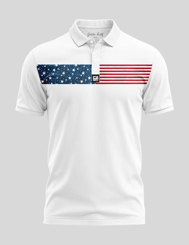 Camo Flag Polo Golf Polo Greater Half S White